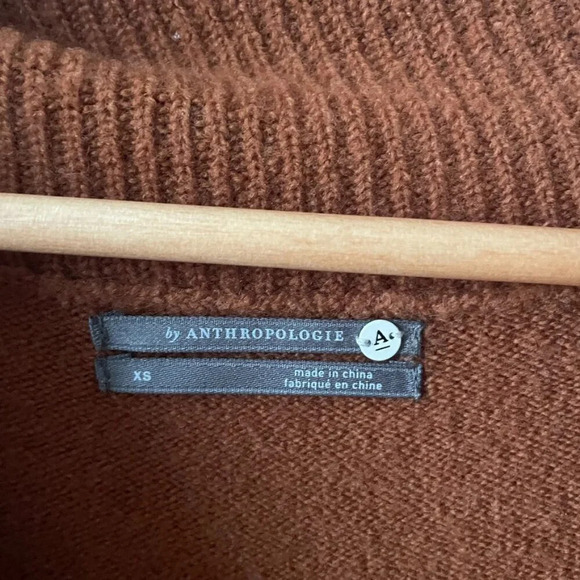 Anthropologie Wool Yak  Blend Cowl Turtleneck Slouchy Sweater Pumpkin Size XS - Picture 7 of 8